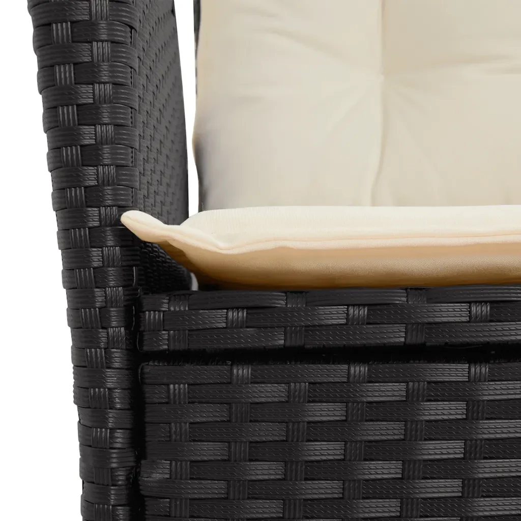 Set da Pranzo da Giardino 7 pz Nero con Cuscini in Polyrattan 3213160 - Image 5
