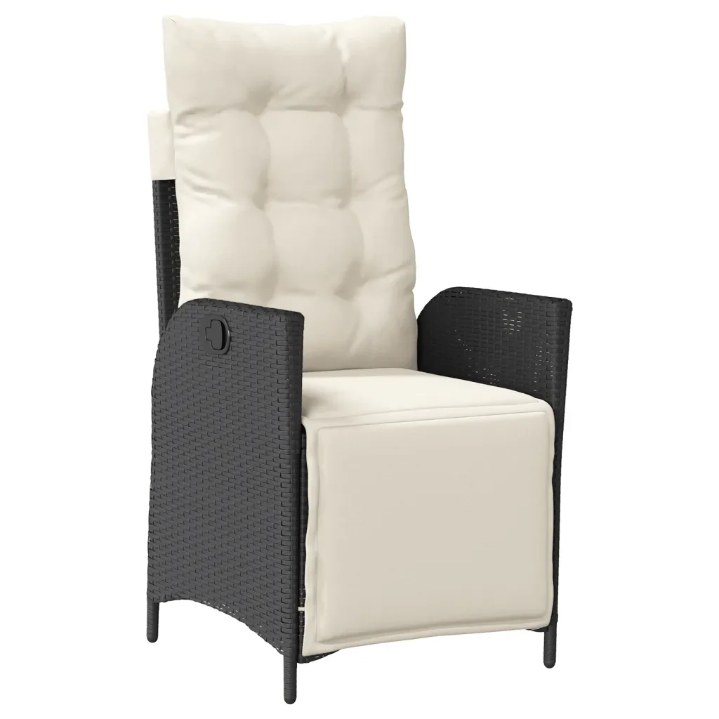 Set da Pranzo da Giardino 7 pz Nero con Cuscini in Polyrattan 3213160 - Image 6