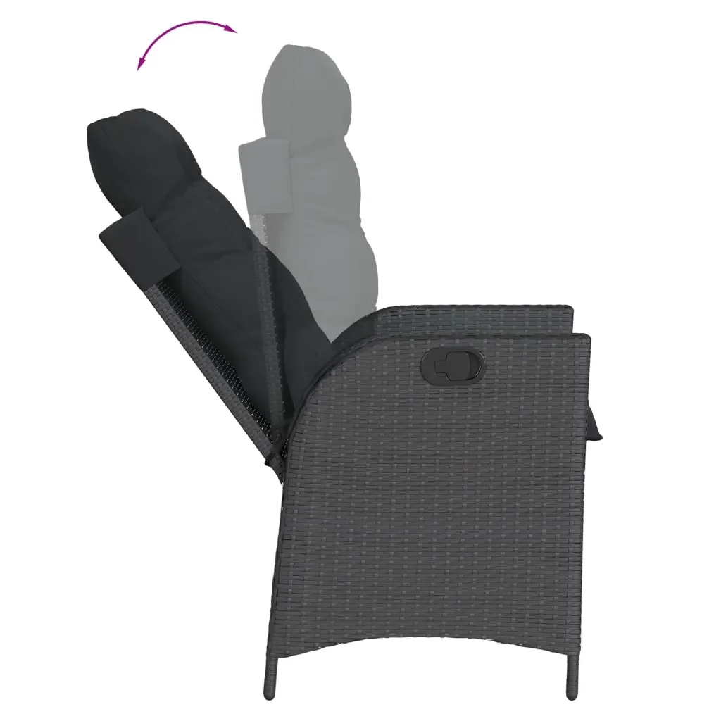 Set da Pranzo da Giardino 7 pz Nero con Cuscini in Polyrattan 3213179 - Image 4