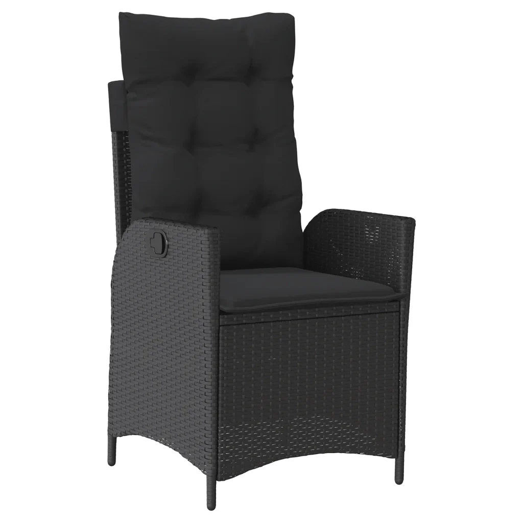 Set da Pranzo da Giardino 7 pz Nero con Cuscini in Polyrattan 3213180 - Image 3