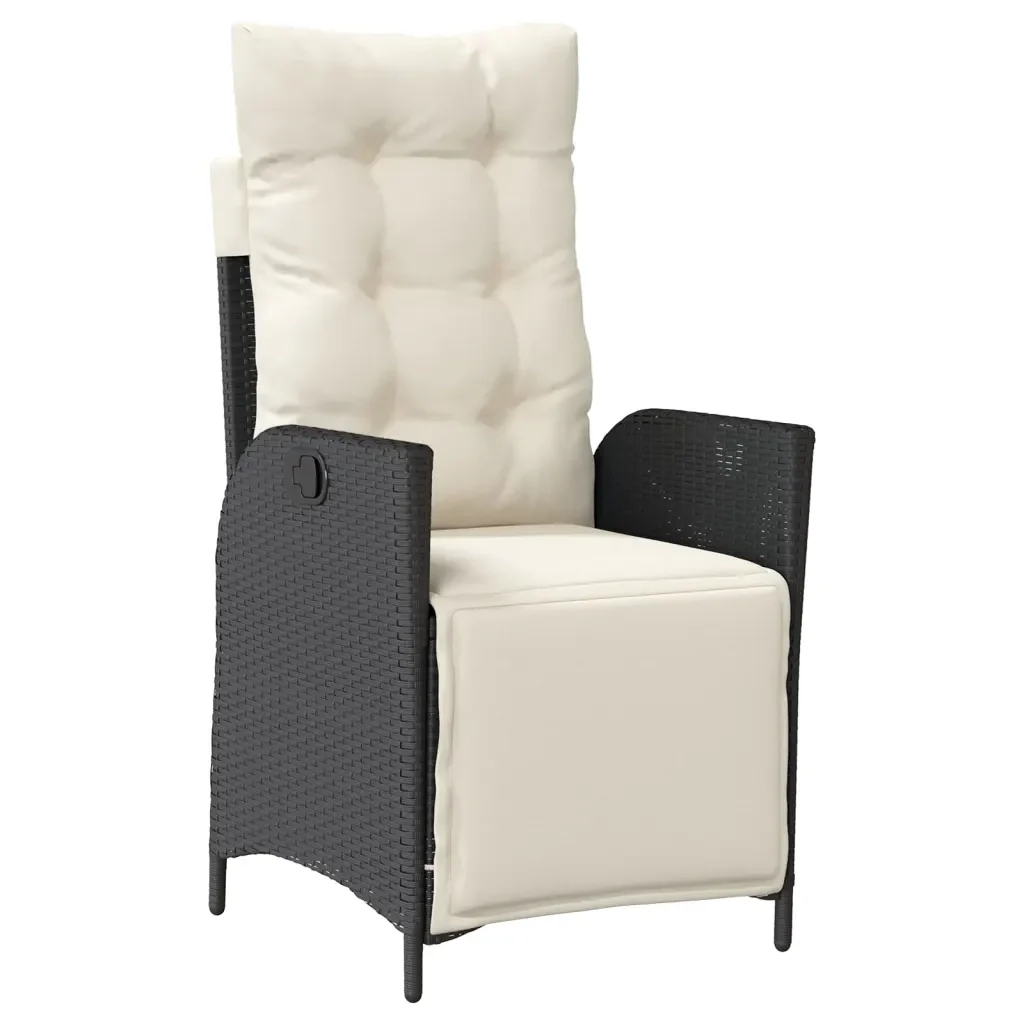 Set da Pranzo da Giardino 7 pz Nero con Cuscini in Polyrattan 3213382 - Image 3