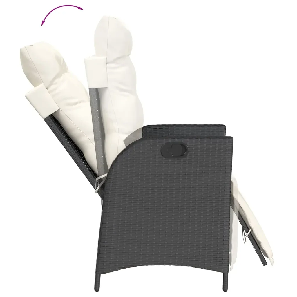 Set da Pranzo da Giardino 7 pz Nero con Cuscini in Polyrattan 3213382 - Image 5