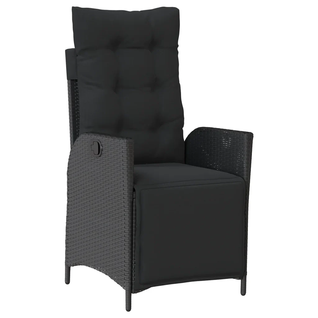 Set da Pranzo da Giardino 7 pz Nero con Cuscini in Polyrattan 3213396 - Image 3