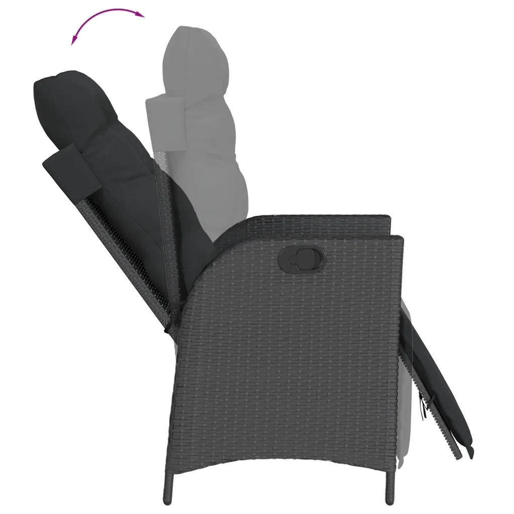 Set da Pranzo da Giardino 7 pz Nero con Cuscini in Polyrattan 3213396 - Image 4