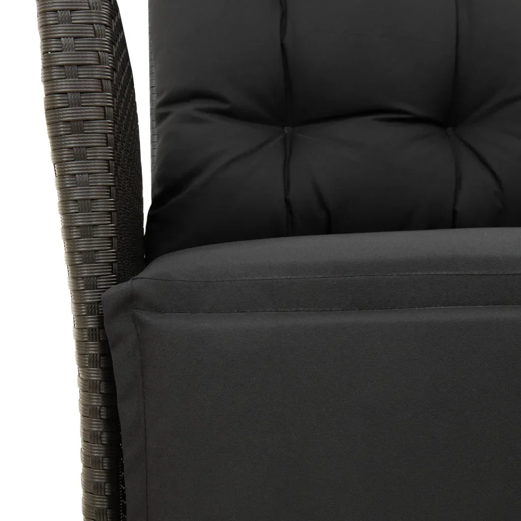 Set da Pranzo da Giardino 7 pz Nero con Cuscini in Polyrattan 3213396 - Image 5