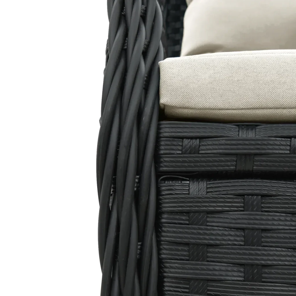 Set da Pranzo da Giardino 7 pz Nero con Cuscini in Polyrattan 3262830 - Image 6