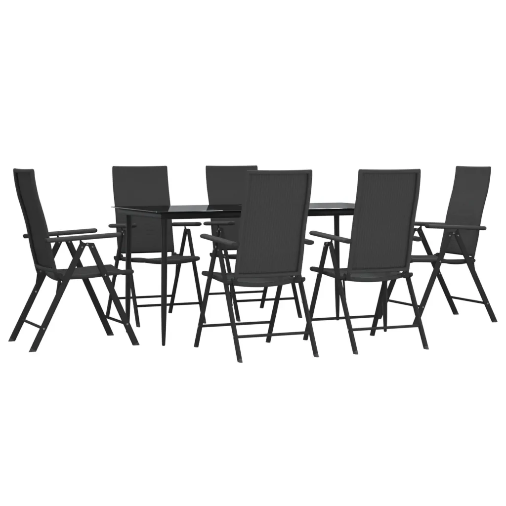 Set da Pranzo da Giardino 7 pz Nero in Polyrattan 3156517 - Image 3