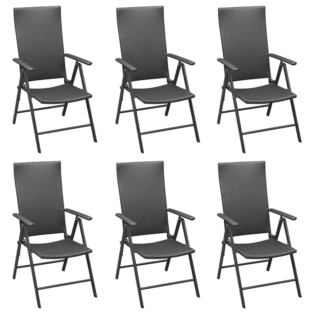 Set da Pranzo da Giardino 7 pz Nero in Polyrattan 3156517 - Image 4