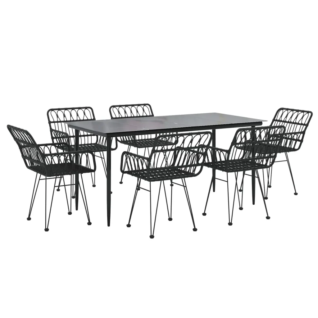 Set da Pranzo da Giardino 7 pz Nero in Polyrattan 3157856 - Image 3