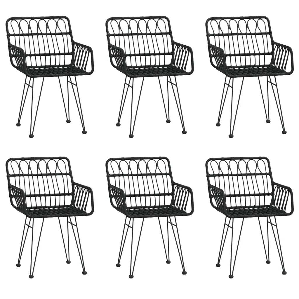 Set da Pranzo da Giardino 7 pz Nero in Polyrattan 3157856 - Image 4
