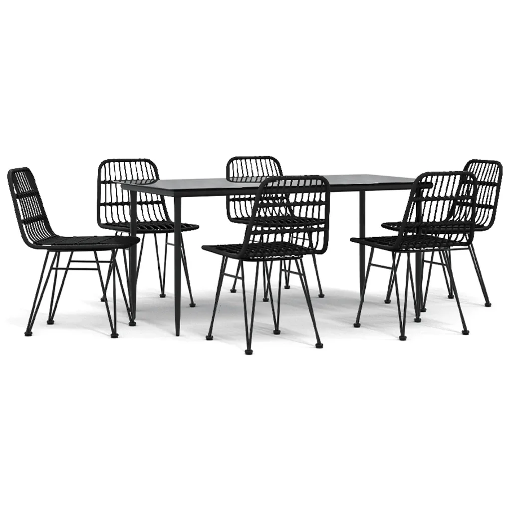 Set da Pranzo da Giardino 7 pz Nero in Polyrattan 3157884 - Image 2