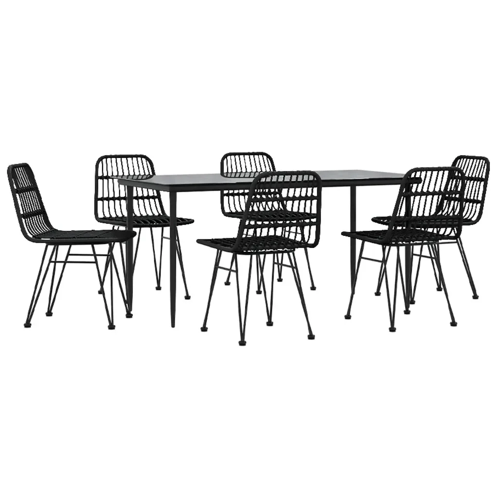 Set da Pranzo da Giardino 7 pz Nero in Polyrattan 3157884 - Image 3