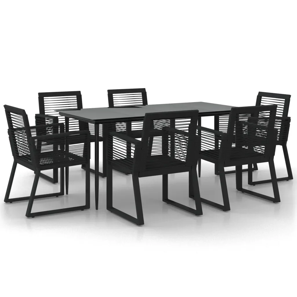 Set da Pranzo da Giardino 7 pz Nero in Rattan PVC 3156549 - Image 2