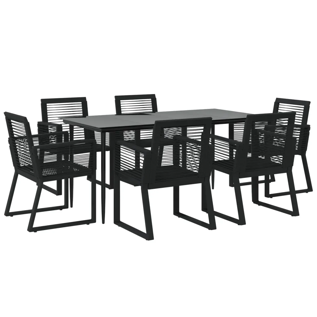 Set da Pranzo da Giardino 7 pz Nero in Rattan PVC 3156549 - Image 3