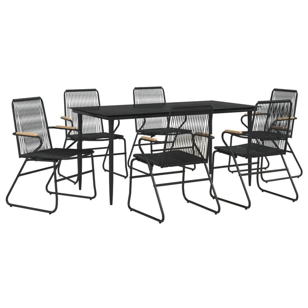 Set da Pranzo da Giardino 7 pz Nero in Rattan PVC 3156577 - Image 3