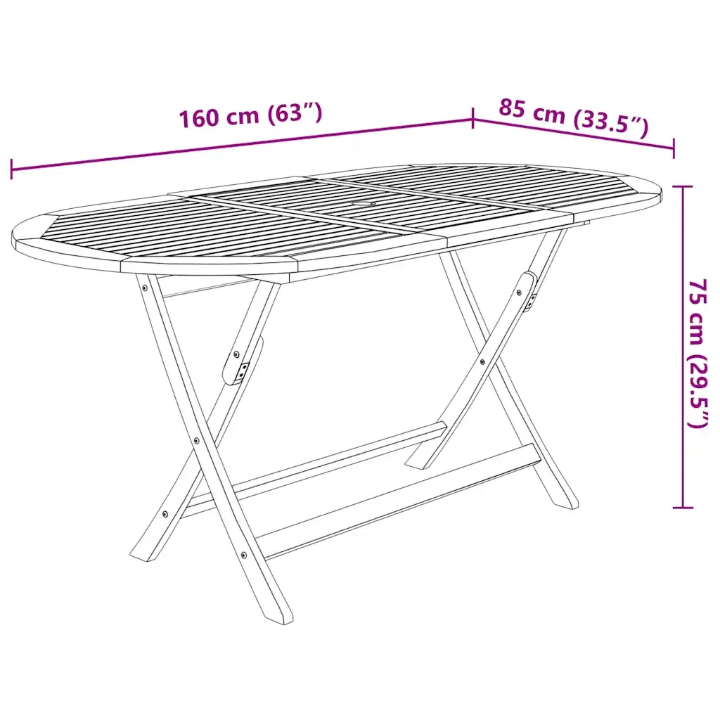 Set da Pranzo da Giardino 7 pz Pieghevole in Massello di Acacia 3060197 - Image 7