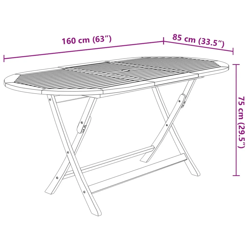 Set da Pranzo da Giardino 7 pz Pieghevole in Massello di Acacia 44057 - Image 7