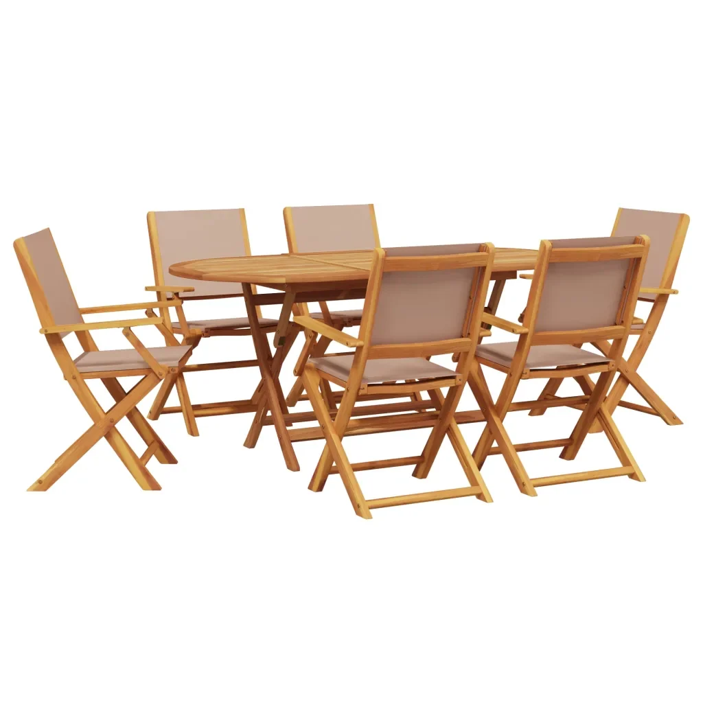 Set da Pranzo da Giardino 7 pz Tortora Tessuto e Legno Massello 3281714 - Image 2