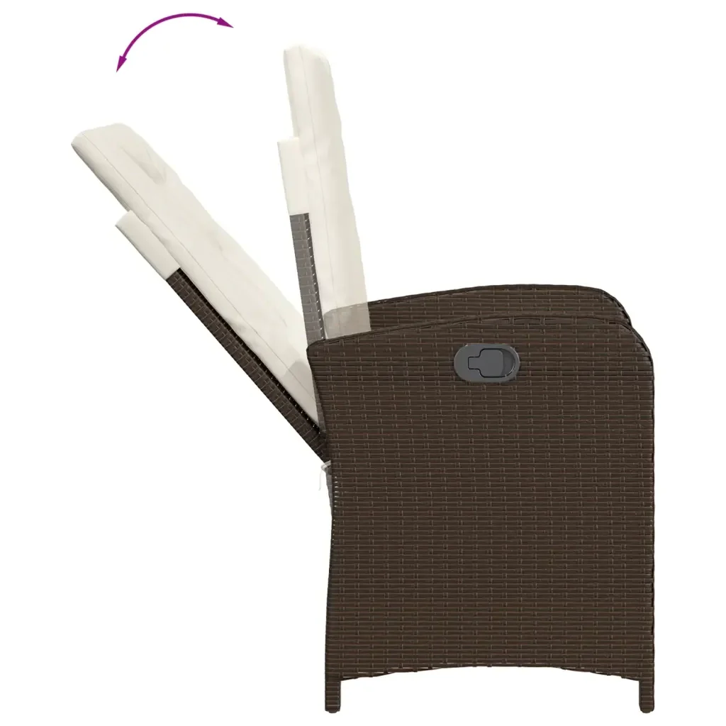 Set da Pranzo da Giardino 7pz con Cuscini in Polyrattan Marrone 3213199 - Image 4