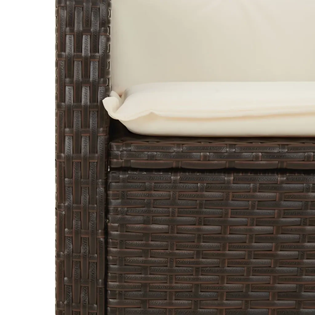 Set da Pranzo da Giardino 7pz con Cuscini in Polyrattan Marrone 3213200 - Image 5