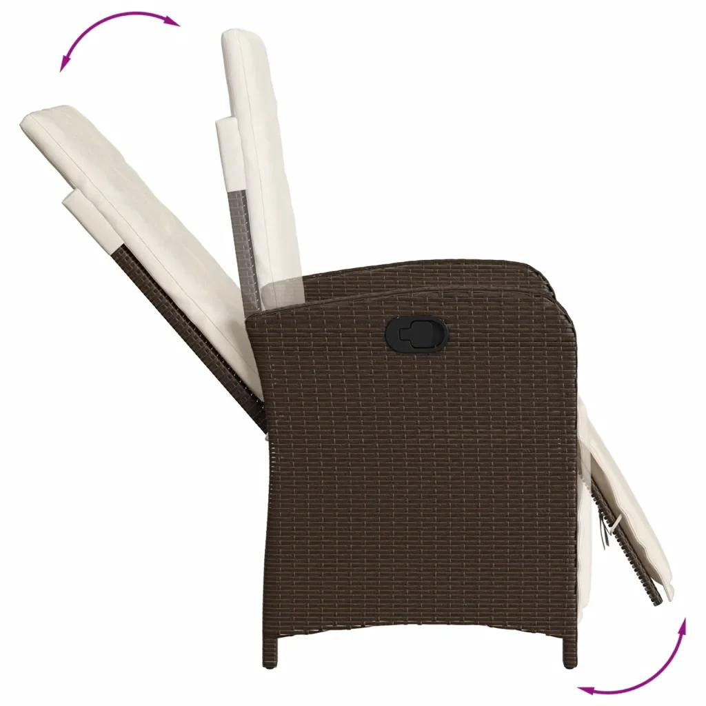 Set da Pranzo da Giardino 7pz con Cuscini in Polyrattan Marrone 3213200 - Image 7