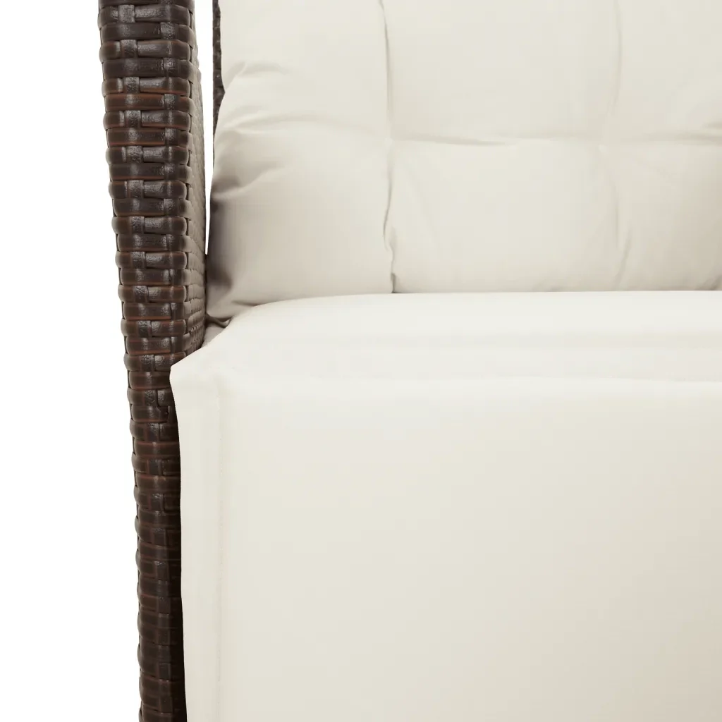 Set da Pranzo da Giardino 7pz con Cuscini in Polyrattan Marrone 3213200 - Image 8