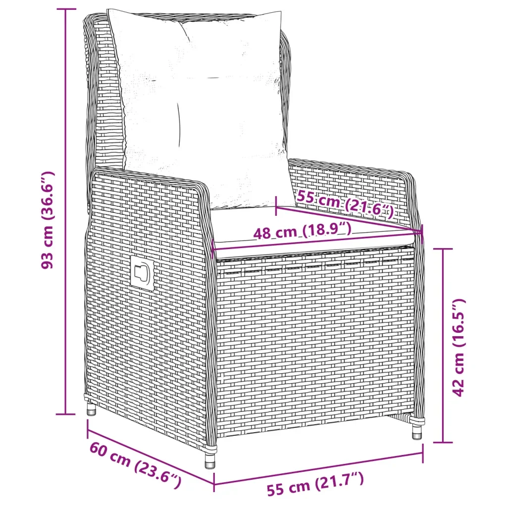 Set da Pranzo da Giardino 7pz con Cuscini in Polyrattan Marrone 3262844 - Image 10