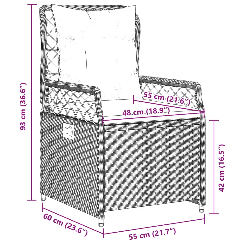 Set da Pranzo da Giardino 7pz con Cuscini in Polyrattan Marrone 3262975 - Image 10
