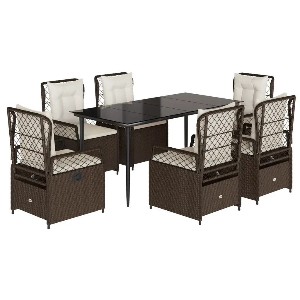 Set da Pranzo da Giardino 7pz con Cuscini in Polyrattan Marrone 3262975 - Image 2