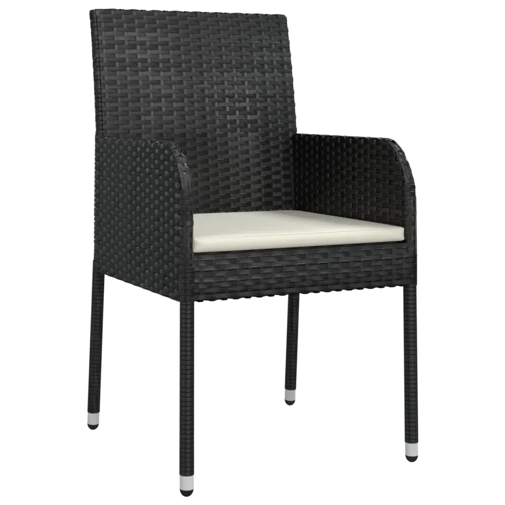 Set da Pranzo da Giardino 9 pz con Cuscini Nero in Polyrattan 3185146 - Image 5