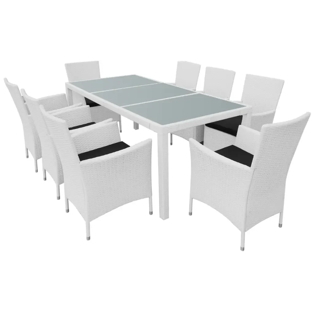 Set da Pranzo da Giardino 9 pz in Polyrattan Bianco Crema 42500 - Image 2