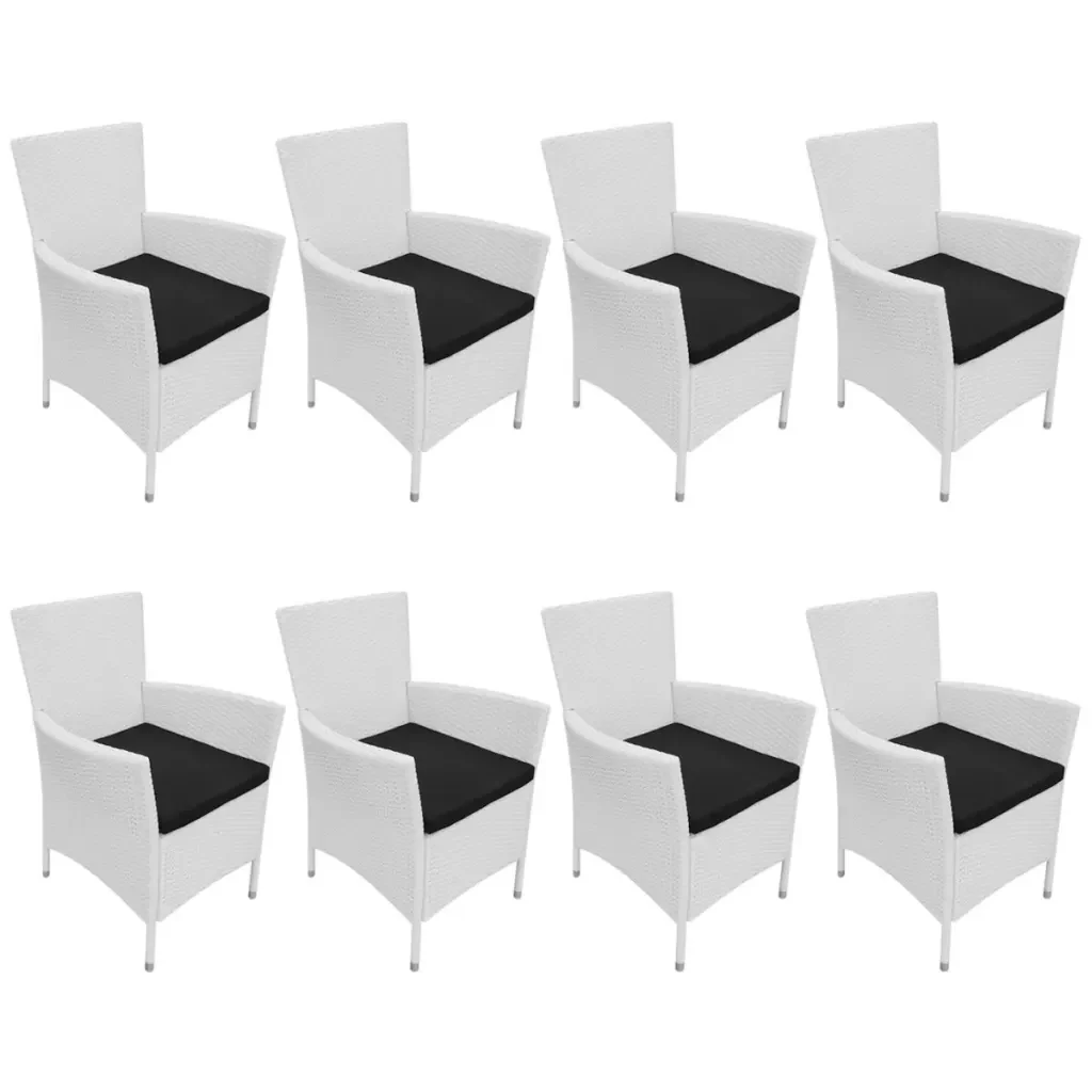 Set da Pranzo da Giardino 9 pz in Polyrattan Bianco Crema 42500 - Image 5