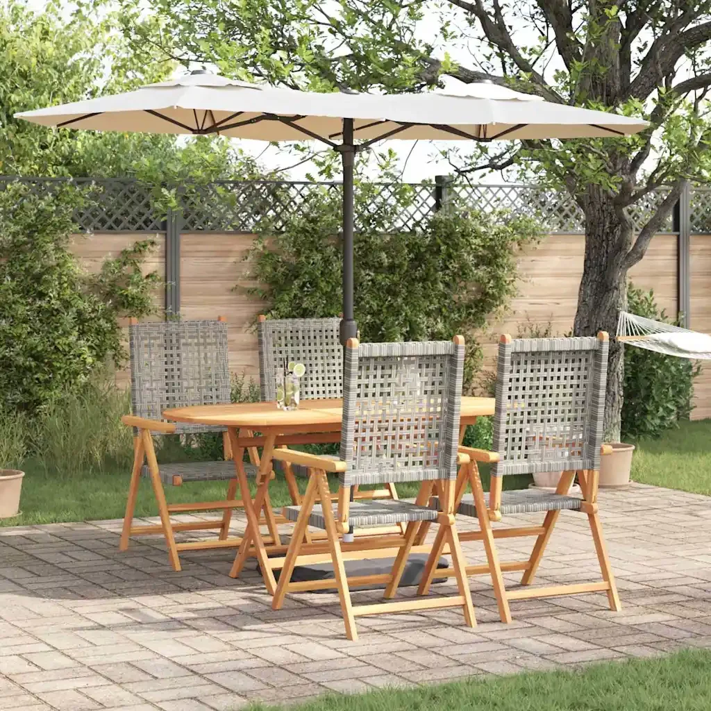 Set da Pranzo per Giardino 5 pcs Grigio 3375732