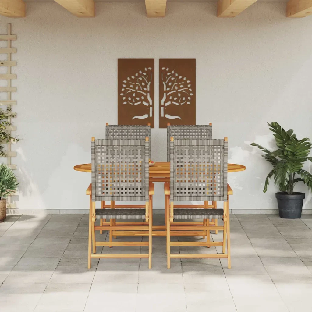 Set da Pranzo per Giardino 5 pcs Grigio 3375732 - Image 4