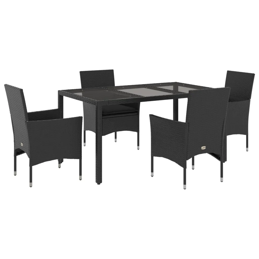 Set da Pranzo da Giardino con Cuscini 5 pz Polyrattan e Vetro 3278545 - Image 2
