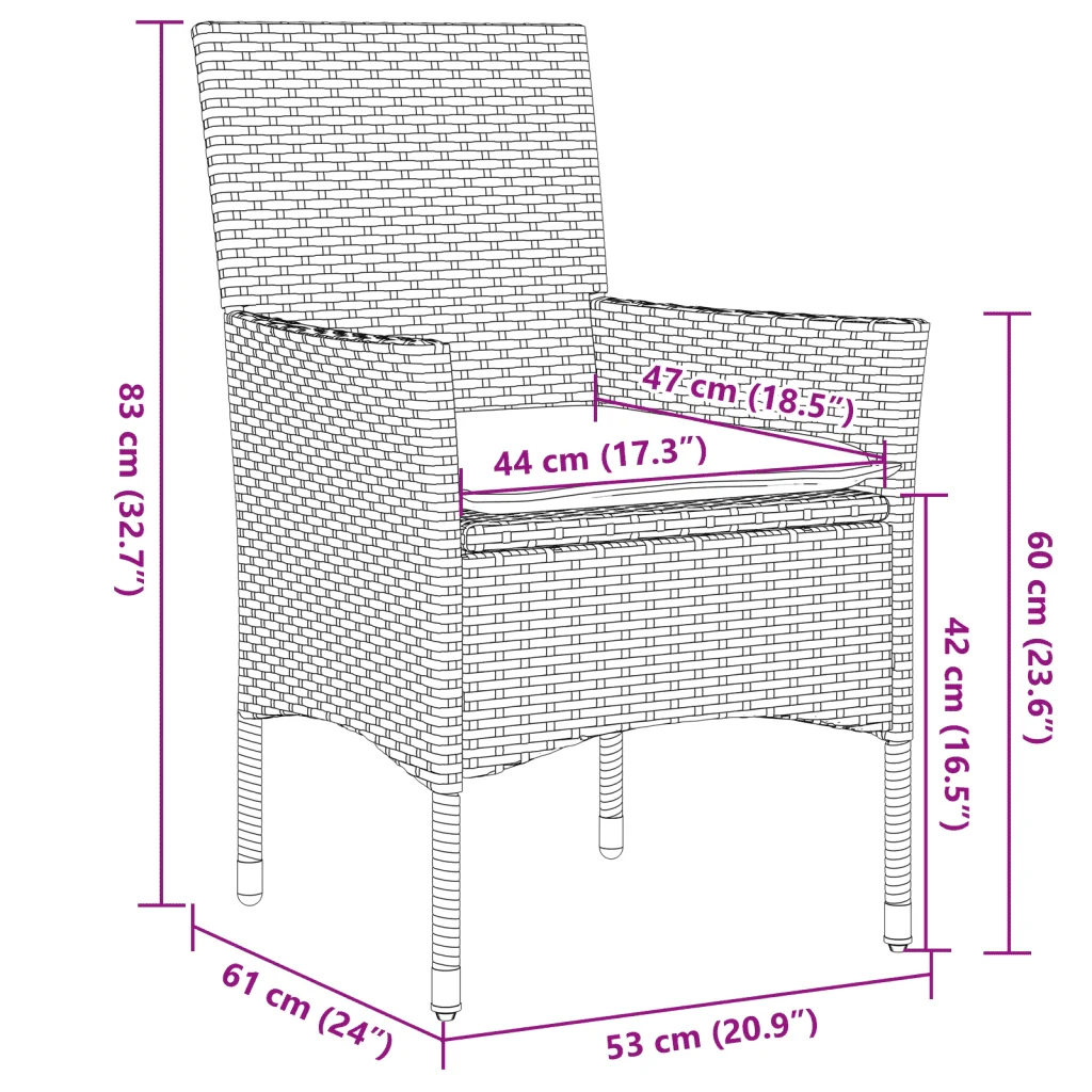 Set da Pranzo da Giardino con Cuscini 5 pz Polyrattan e Vetro 3278545 - Image 8