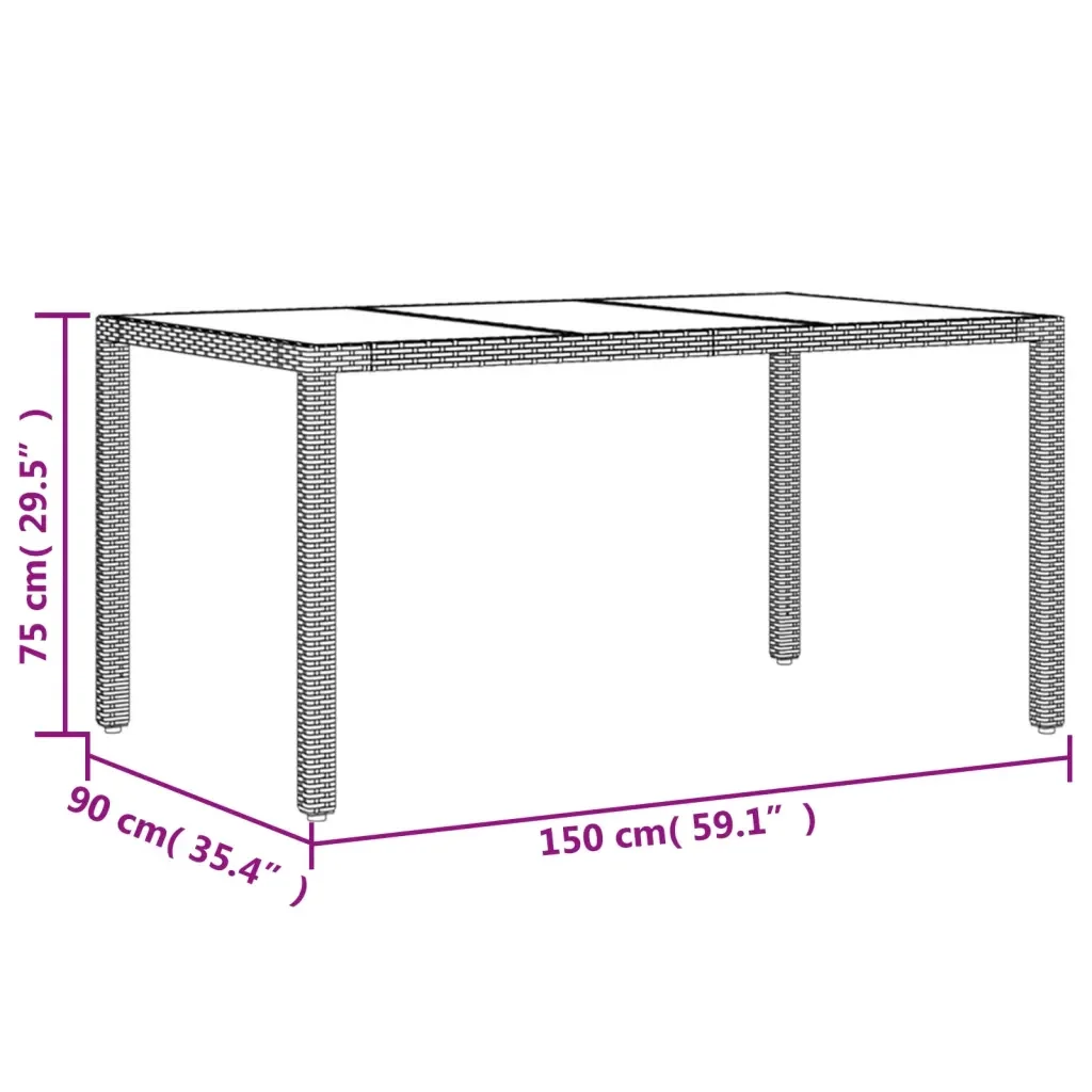 Set da Pranzo da Giardino con Cuscini 5 pz Polyrattan e Vetro 3278545 - Image 9