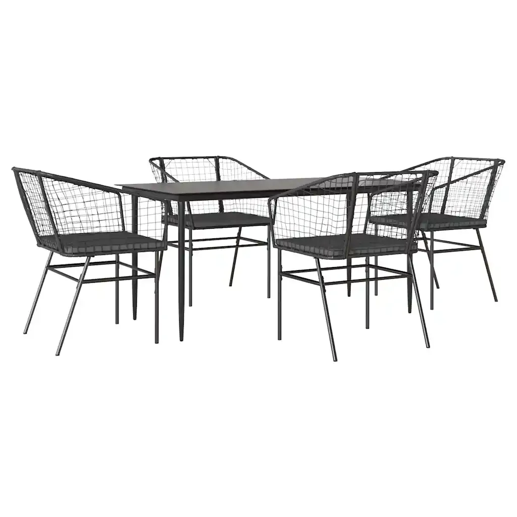 Set da Pranzo da Giardino con Cuscini 5 pz Polyrattan Vetro 3334502 - Image 2
