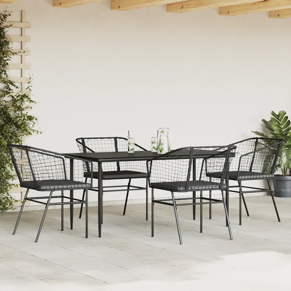 Set da Pranzo da Giardino con Cuscini 5 pz Polyrattan Vetro 3334502 - Image 3
