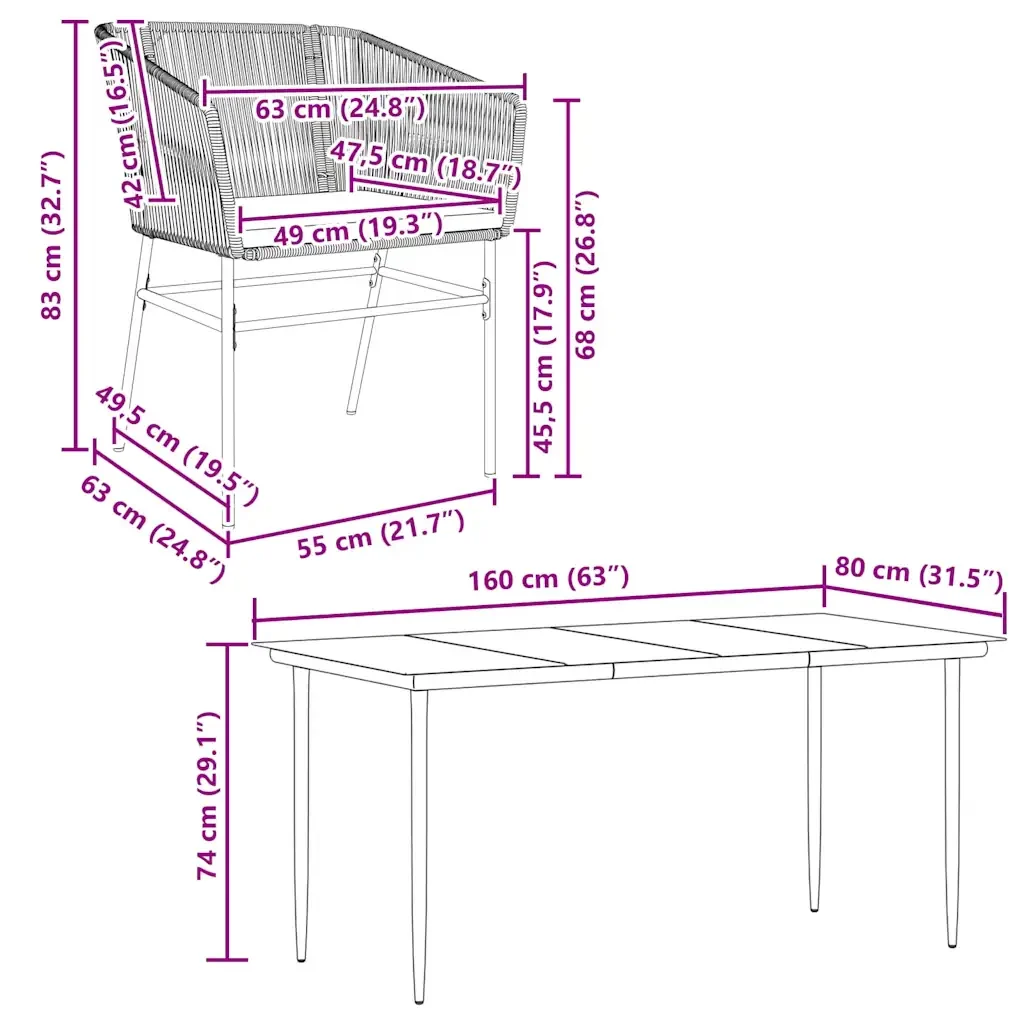 Set da Pranzo da Giardino con Cuscini 5 pz Polyrattan Vetro 3334516 - Image 10