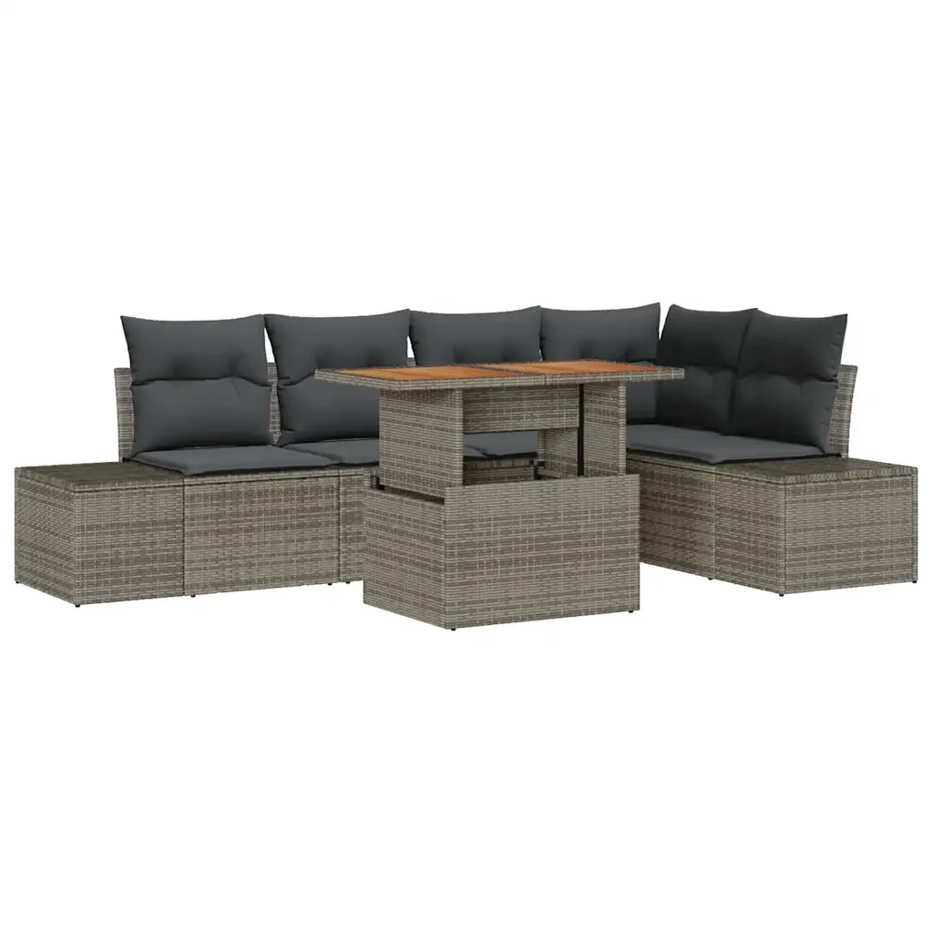 Set da Pranzo per Giardino con cuscino 6 pcs Grigio e Marrone 3349964 - Image 2