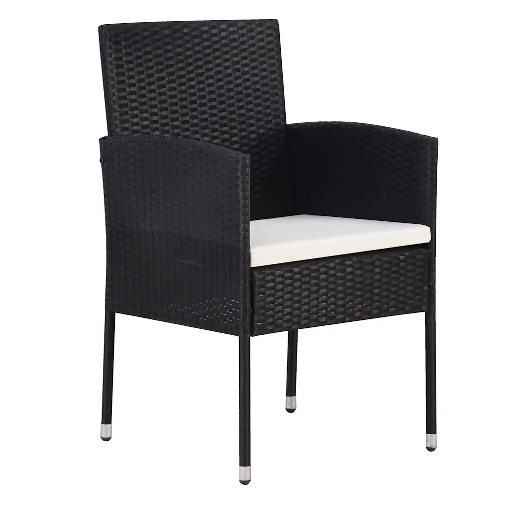 Set da Pranzo per Giardino con cuscino 3 pcs Nero polyrattan 3380050 - Image 6