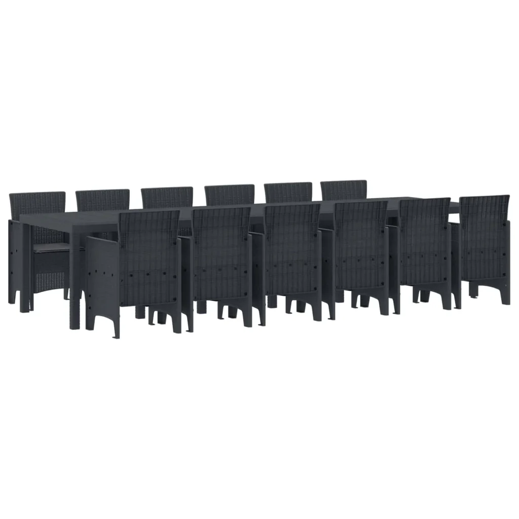 Set da Pranzo per Giardino 13 pcs Antracite Rattan Polt 3378775