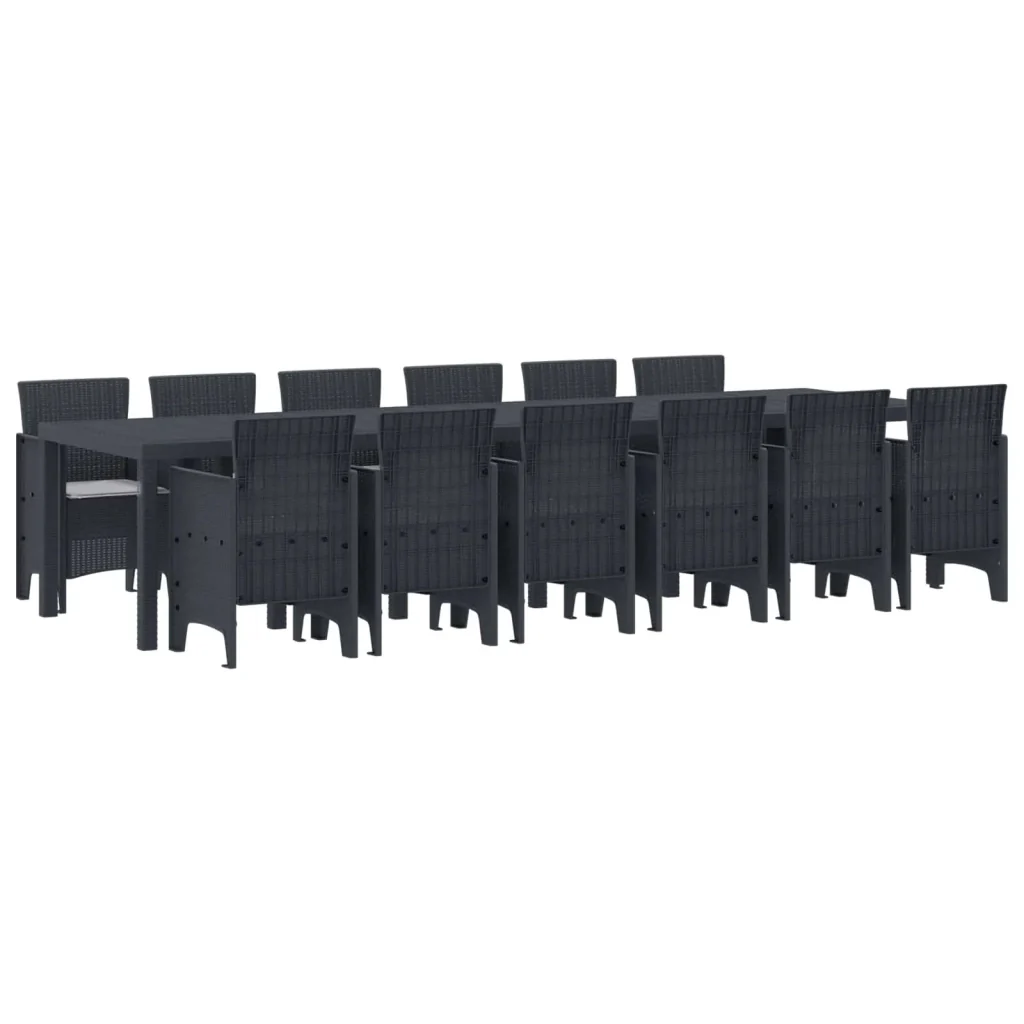 Set da Pranzo per Giardino 13 pcs Antracite Rattan Polt 3378774