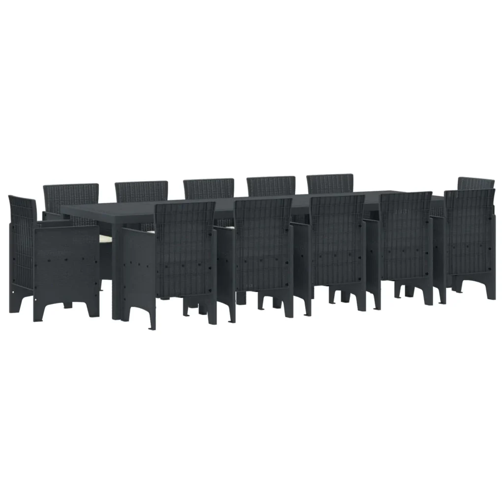 Set da Pranzo per Giardino 13 pcs Antracite Polyrattan 3378616