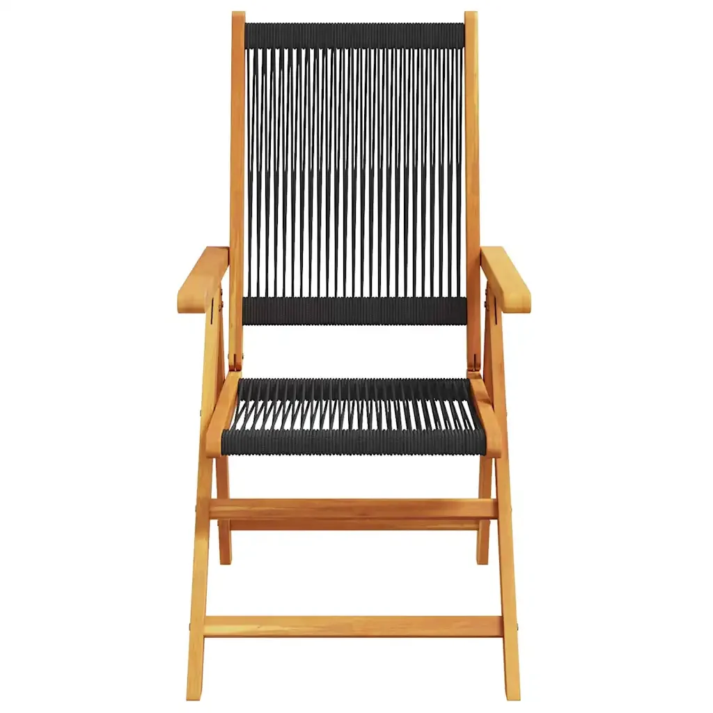 Set da Pranzo per Giardino 7 pcs Nero Legno di Acacia Massello 3375737 - Image 8
