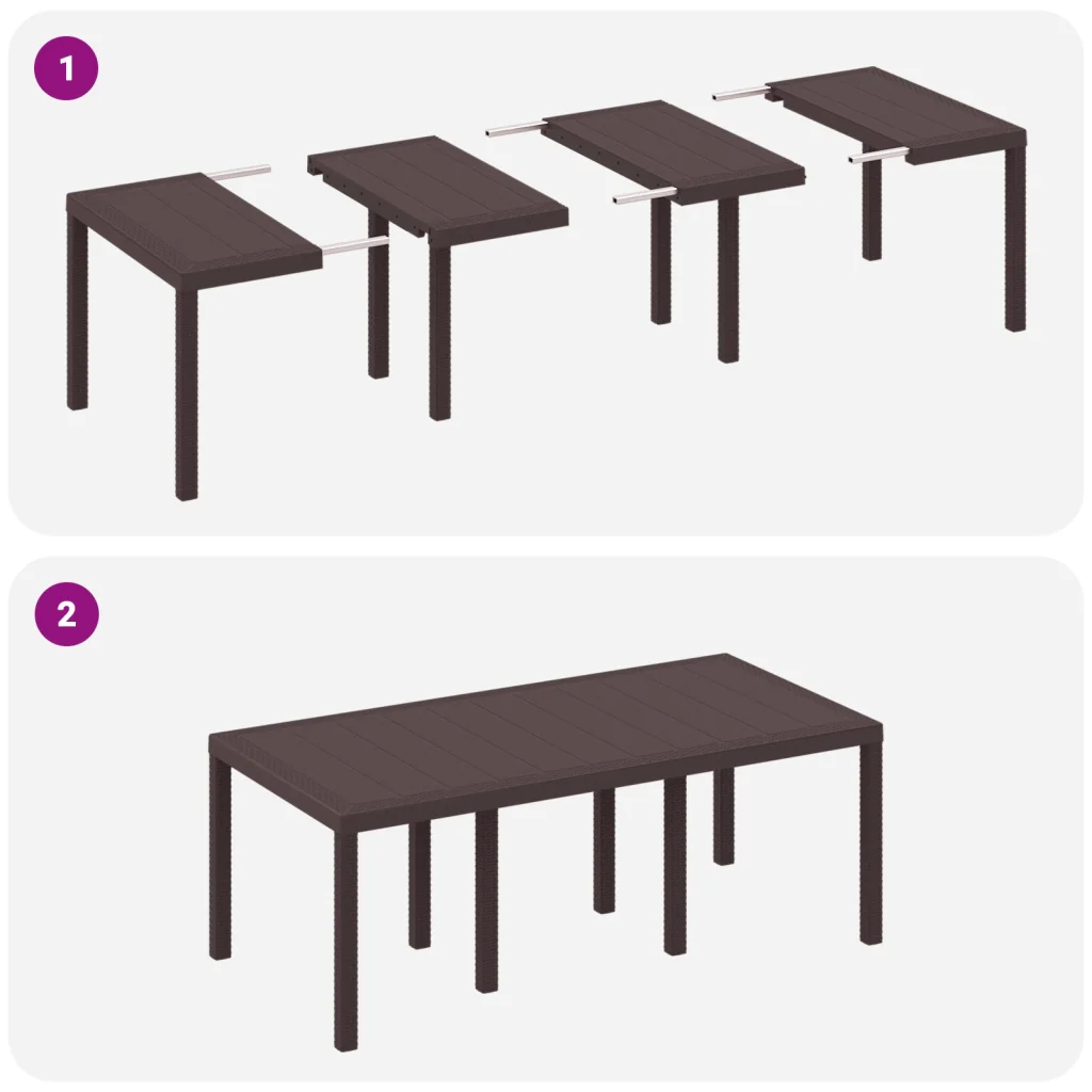 Set da pranzo da giardino da 9 pezzi con cuscini in rattan marrone - Image 10