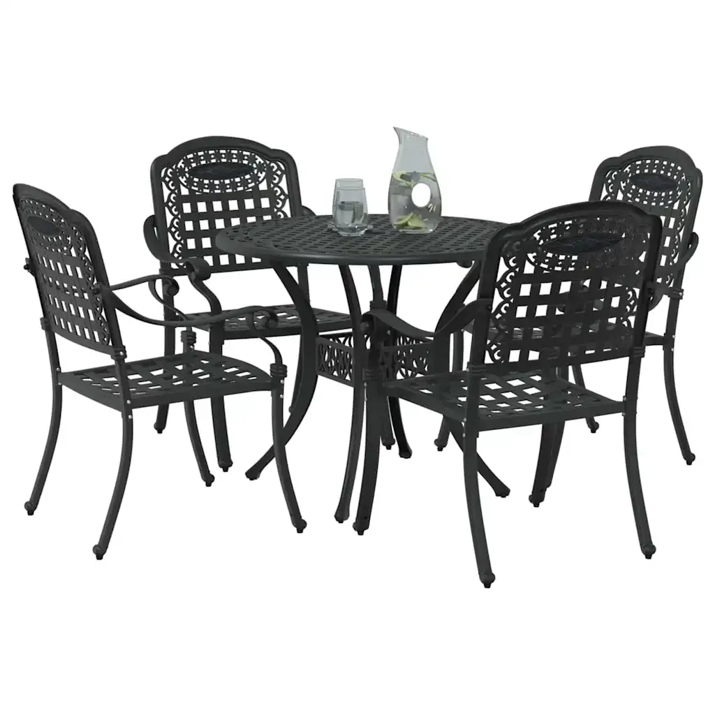Set da Pranzo per Giardino 5 pcs Nero Alluminio 3334685 - Image 3
