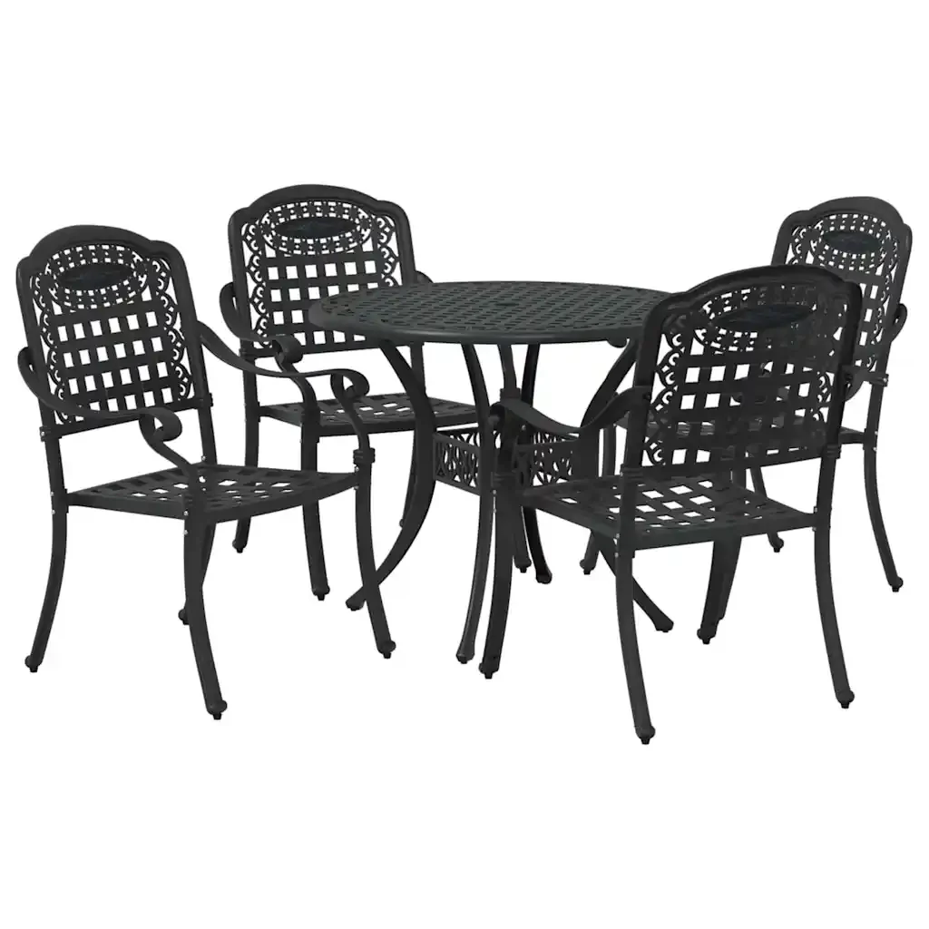 Set da Pranzo per Giardino 5 pcs Nero Alluminio 3334685 - Image 7