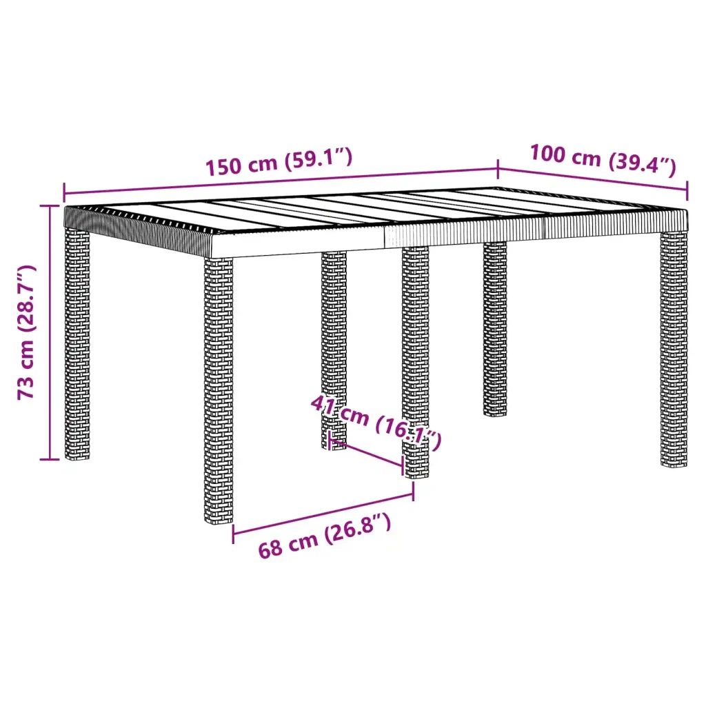 Set da Pranzo per Giardino 7 pcs Antracite Rattan Polt 3378553 - Image 4